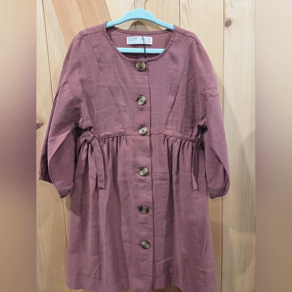 Zara NWT Mauve Kids Drop Shoulder Dress